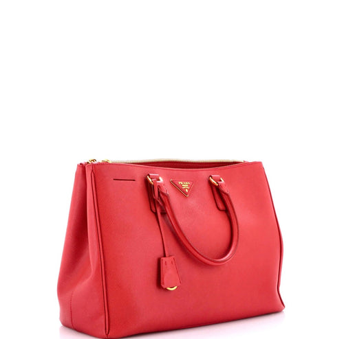 Double Zip Lux Saffiano Large leather bag